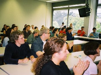 Besucher der Veranstaltung mit Amelia Boynton an der Uni Mainz
