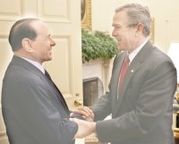 Silvio Berlusconi und George W. Bush