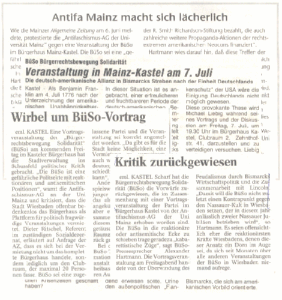 Collage über Presseartikel zu Bismarck-Vortrag